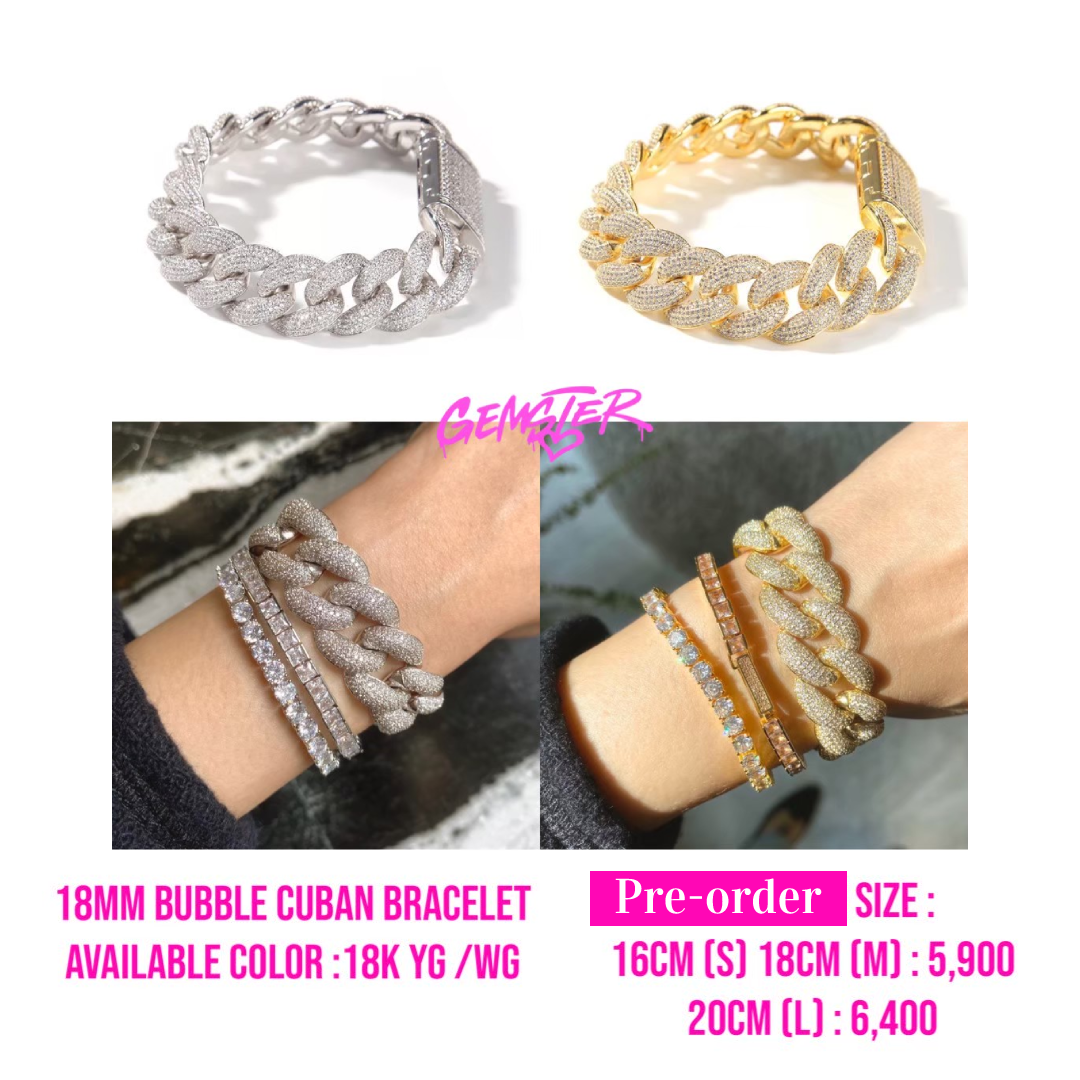 [Pre-order 30+ days] 18mm Bubble Cuban Bracelet (2 setting)