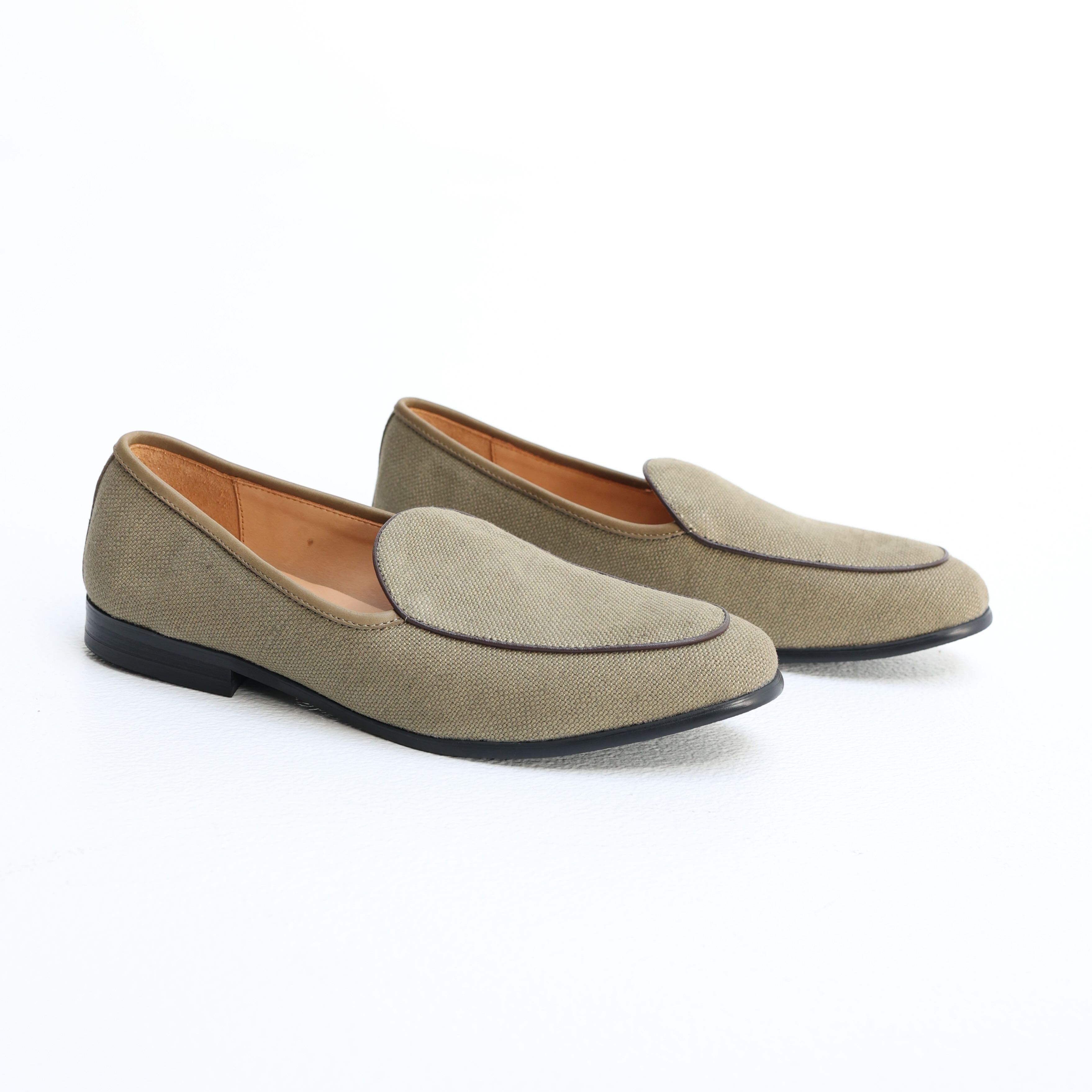 Belgian loafers - Green Linen