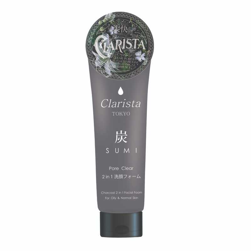 CLARISTA TOKYO CHARCOAL 2 IN 1  FACIAL FOAM 160 G/โฟมทำความสะอาดผิวหน้าและเครื่องสำอาง ผสมชาร์โคล