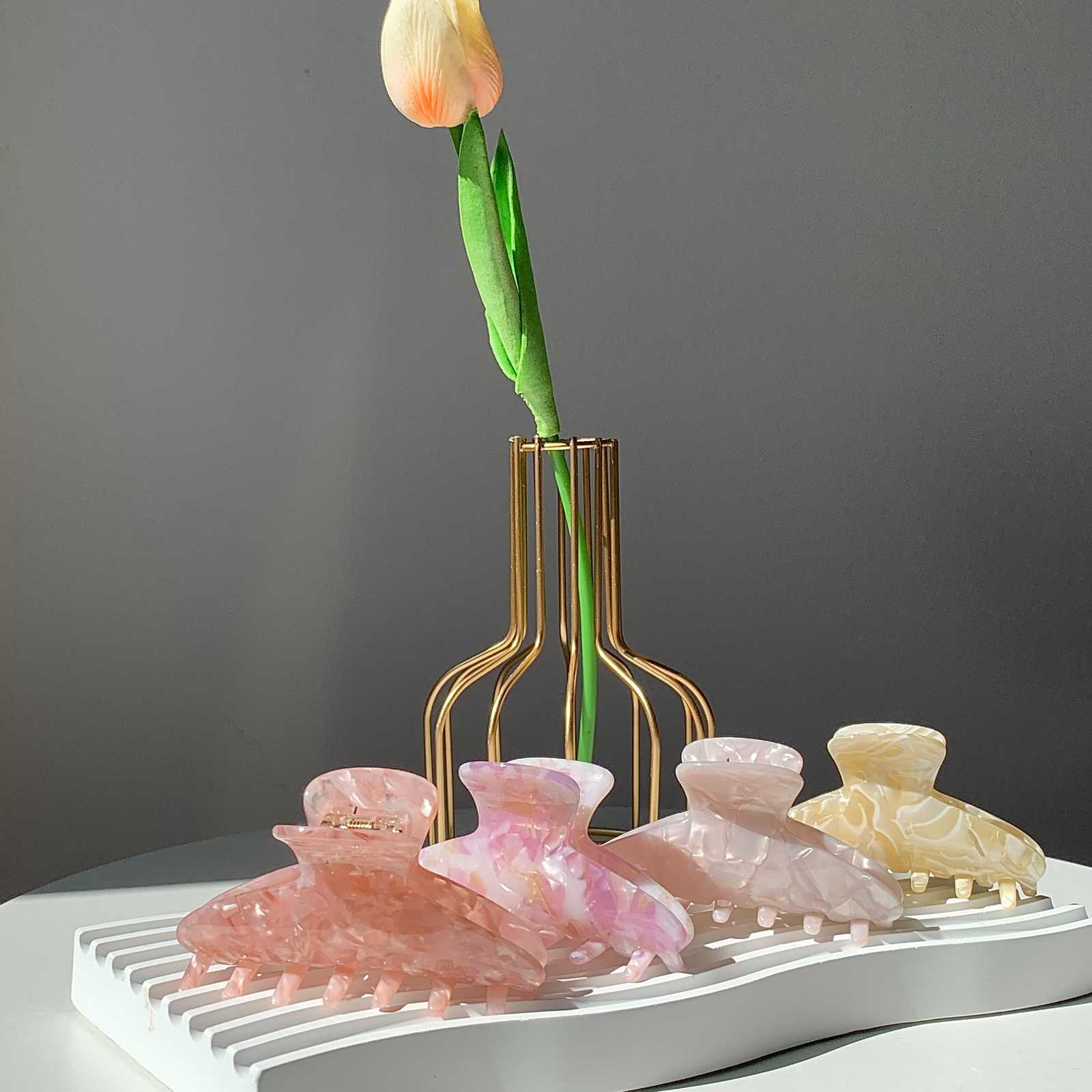 กิ๊บหนีบผมเกาหลี รหัสAC28 ทรง banana กิ๊บติดผม อะซิเตท ลายวินเทจ hair claw hair accessories