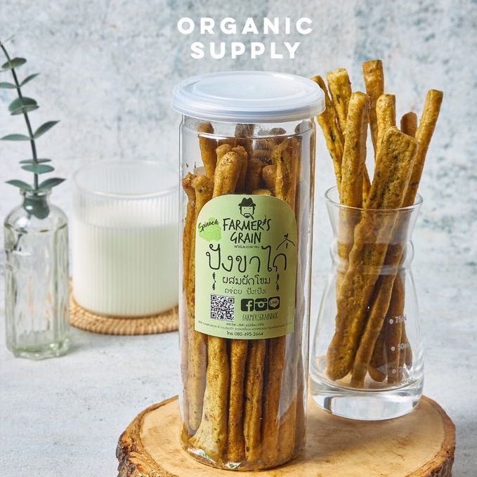 Farmer's grain Spinach Breadstick  ฟาร์เมอร์เกรนขาไก่ผักโขม 120 กรัม