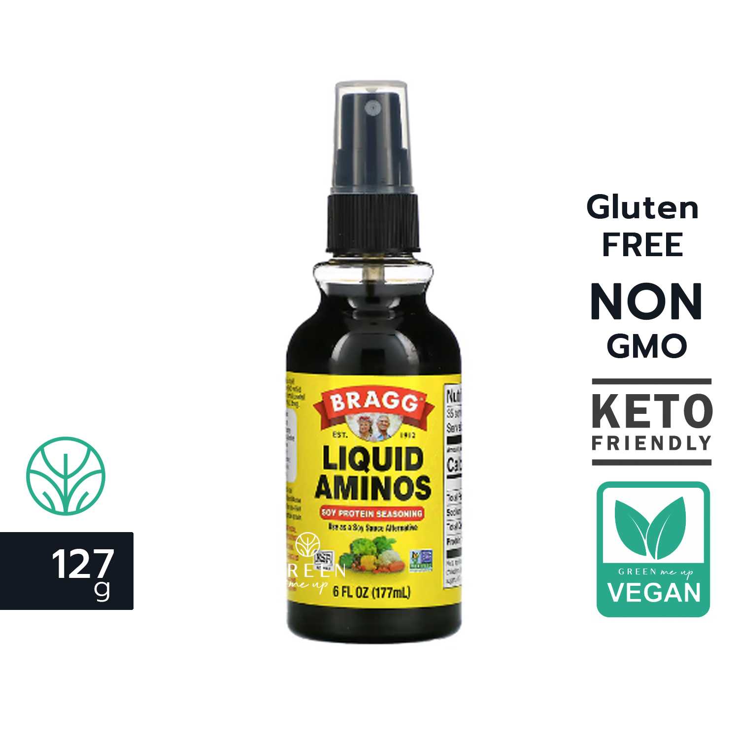 Bragg ซอสถั่วเหลือง อุดมด้วยกรดอะมิโน สเปรย์ พกง่าย ใช้สะดวก Liquid Amino Soy Protein Seasoning