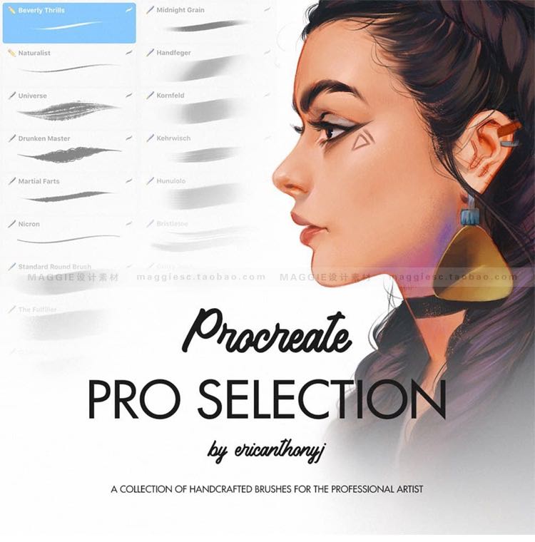 Procreate ipad CG人物绘画插画笔刷面笔Pro Selection Brushes