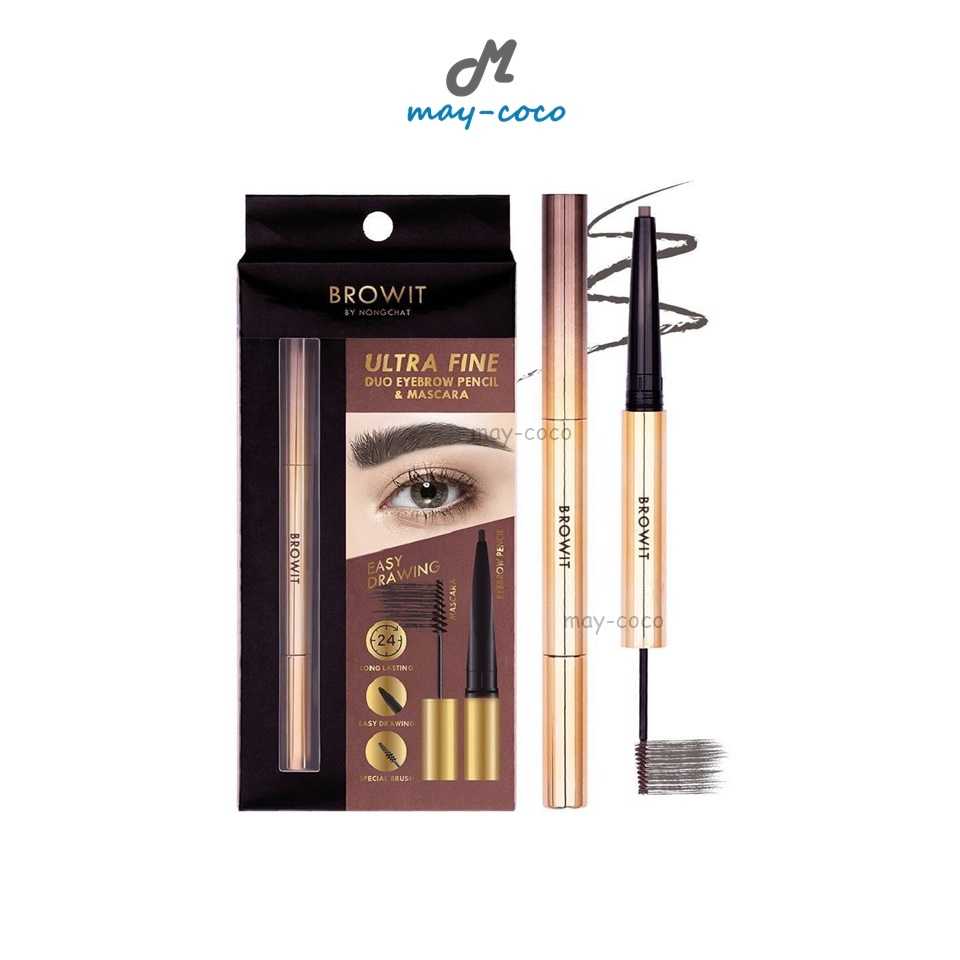 ดินสอเขียนคิ้ว มาสคาร่าคิ้ว น้องฉัตร Browit Ultra Fine Duo Eyebrow Pencil and Mascara เขียนคิ้ว คิ้ว