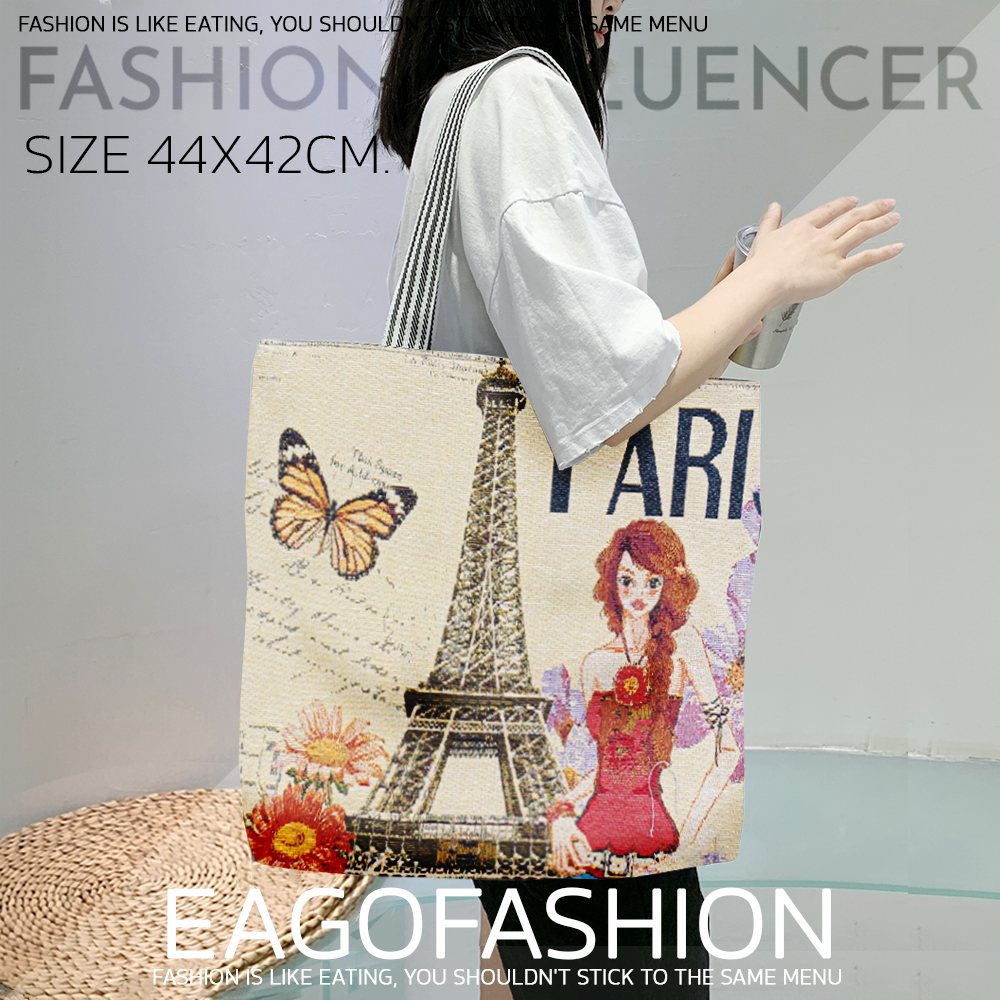 พร้อมส่ง กระเป๋าผ้า ผ้าแคนวาส หนา ลายชัด ลายน่ารัก  กระเป๋าสะพายไหล่ ความจุขนาดใหญ่ รุ่น BAG27
