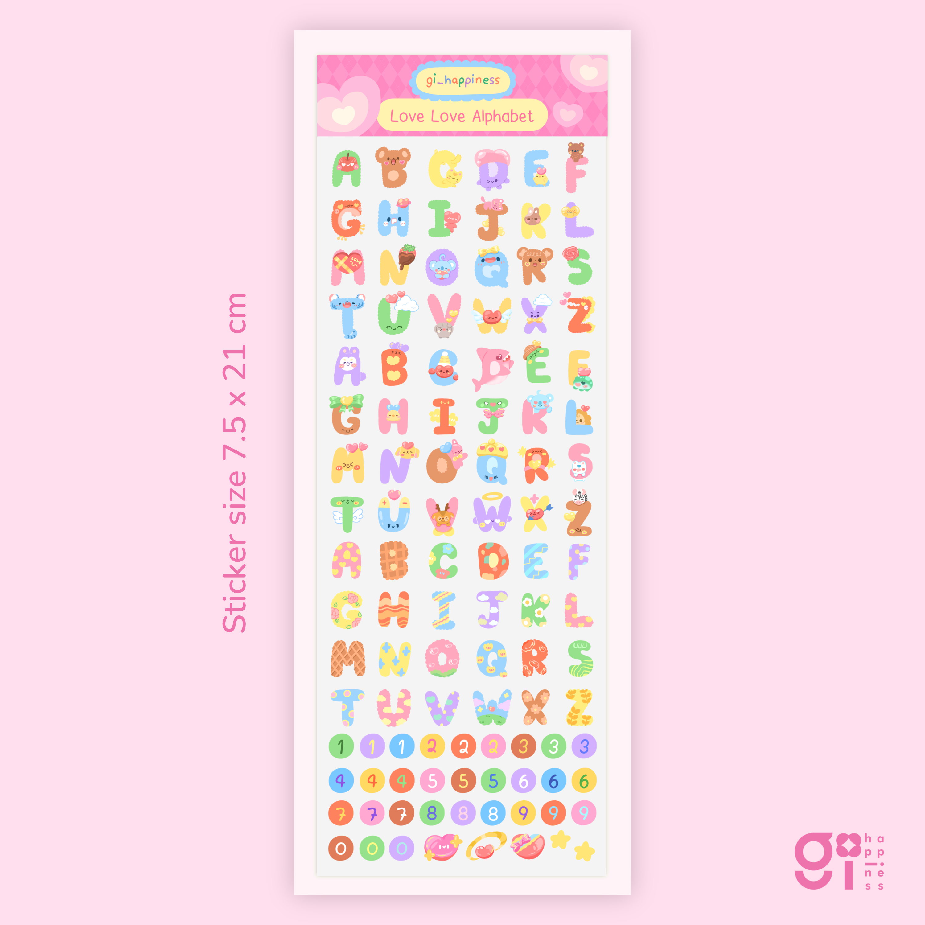 Alphabet sticker PVC Theme summer and love love