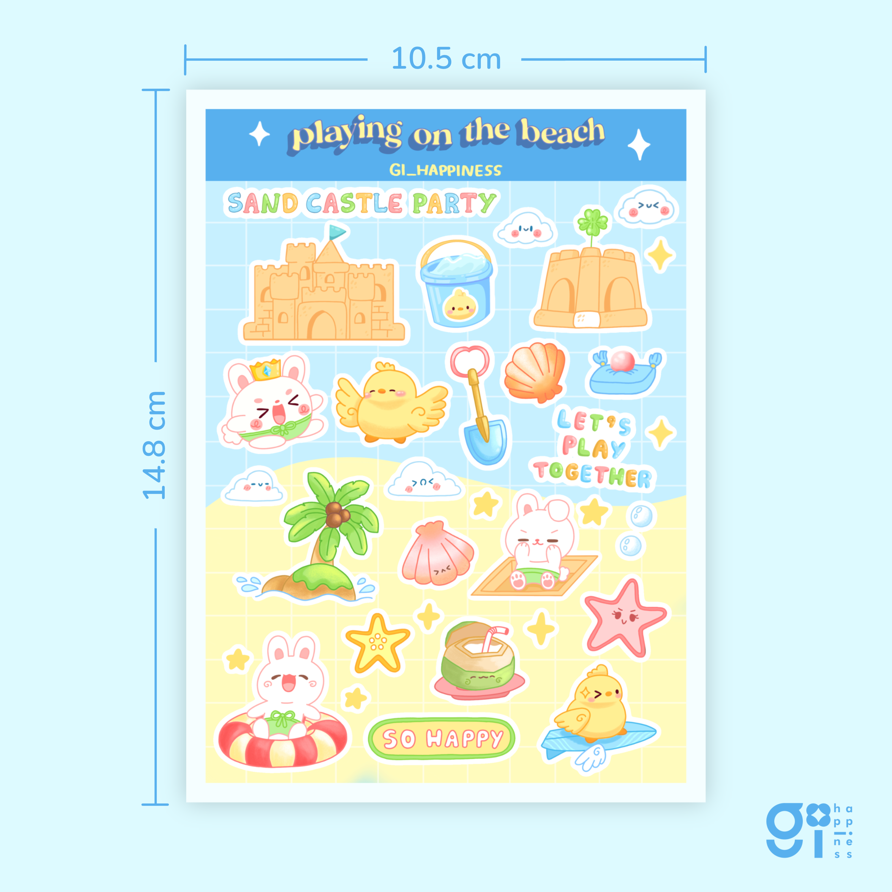 Playing on the beach sticker A6