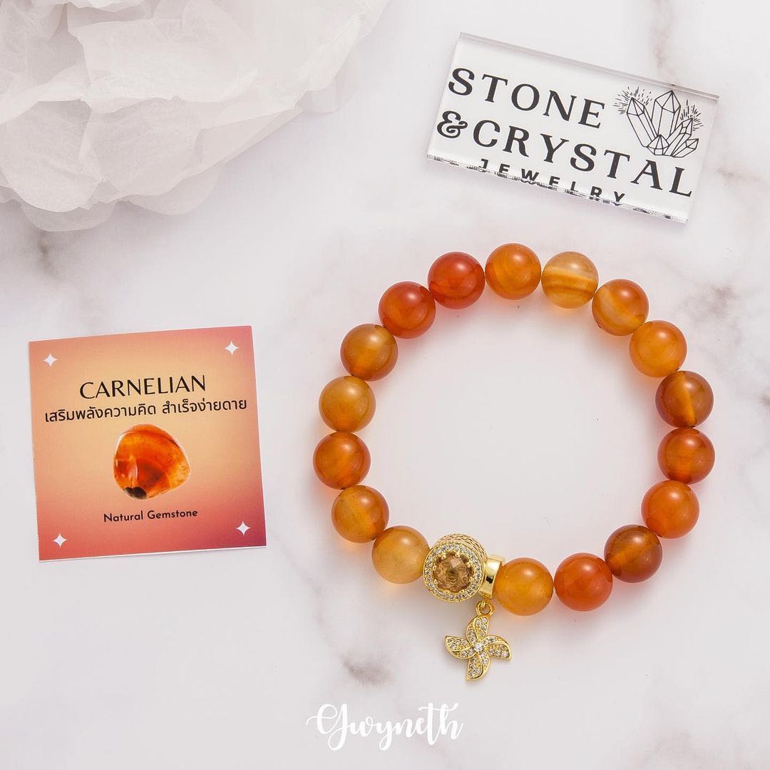 กำไล-หินคาเนเลียน(Sunset Stone)-ส่งเสริมปัญญา/ความสำเร็จ/ดึงดูดการงานและการเงิน