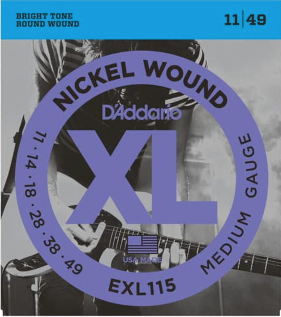 สายกีตาร์ไฟฟ้า เบอร์ 11 แบบนิกเกิล  (Blues-Jazz Rock / Medium, 11-49) D'Addario - EXL112