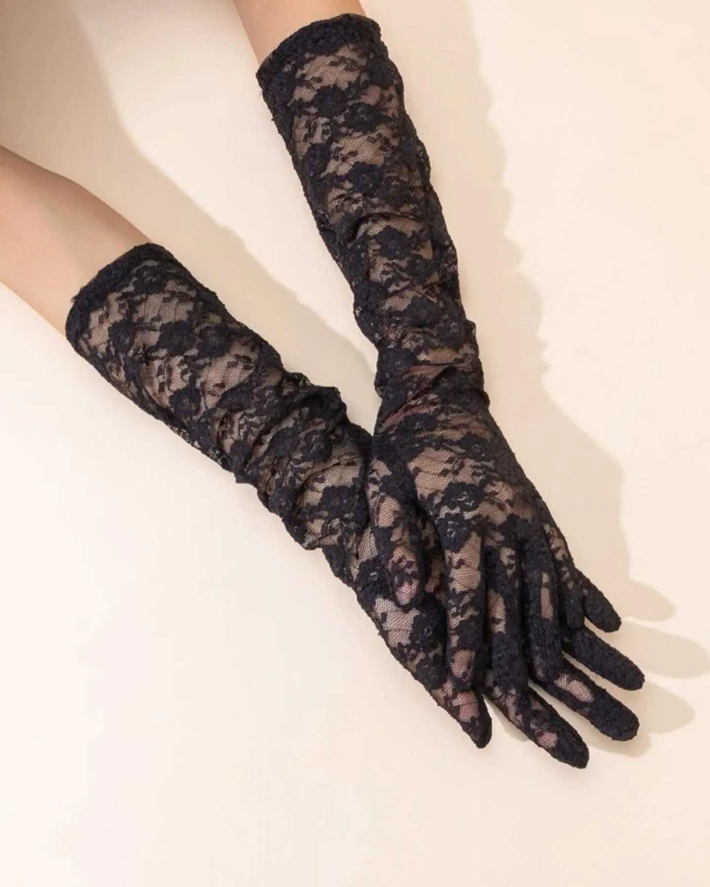 ถุงมือลูกไม้ ดอกเล็ก 40 CM. มีหลายสี