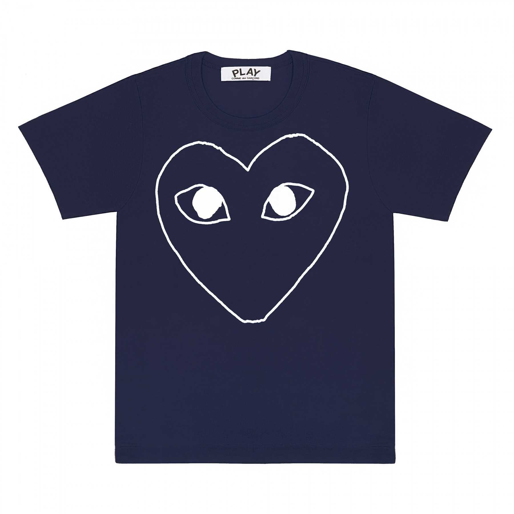 PLAY COMME des GARÇONS : เสื้อยืด Play Comme พื้นกรมหัวใจเส้น (ของแท้จากญี่ปุ่น 100%)