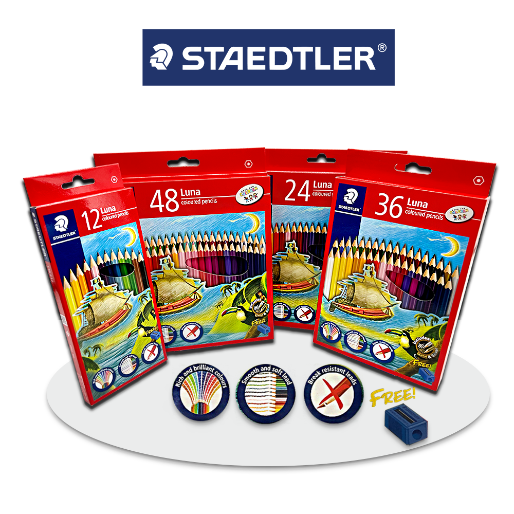สีไม้ลูน่า รุ่น 12, 24, 36, 48 สี ด้ามยาว ยี่ห้อ Staedtler / 1 กล่อง