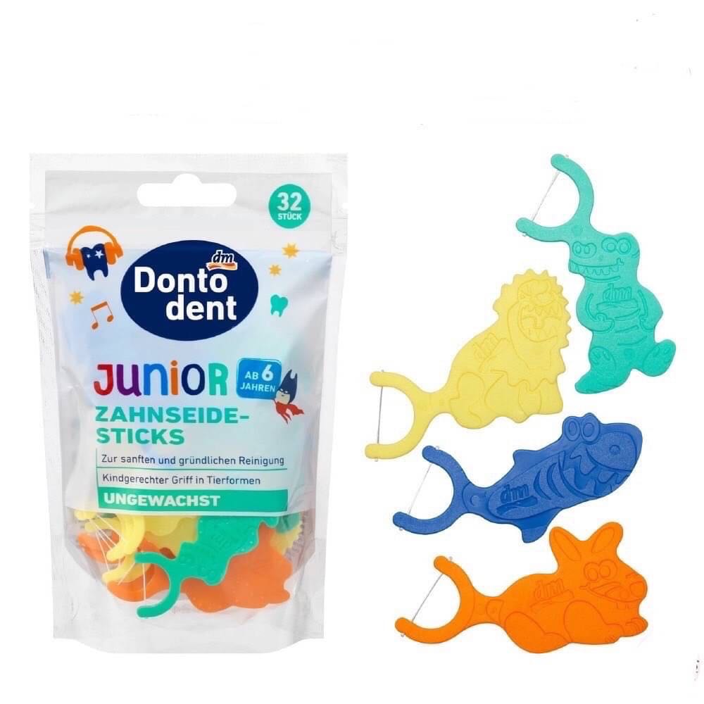  ไหมขัดฟันแบบมี XYLITOL Dontodent Zahseide -  stick สำหรับเด็ก made in Germany