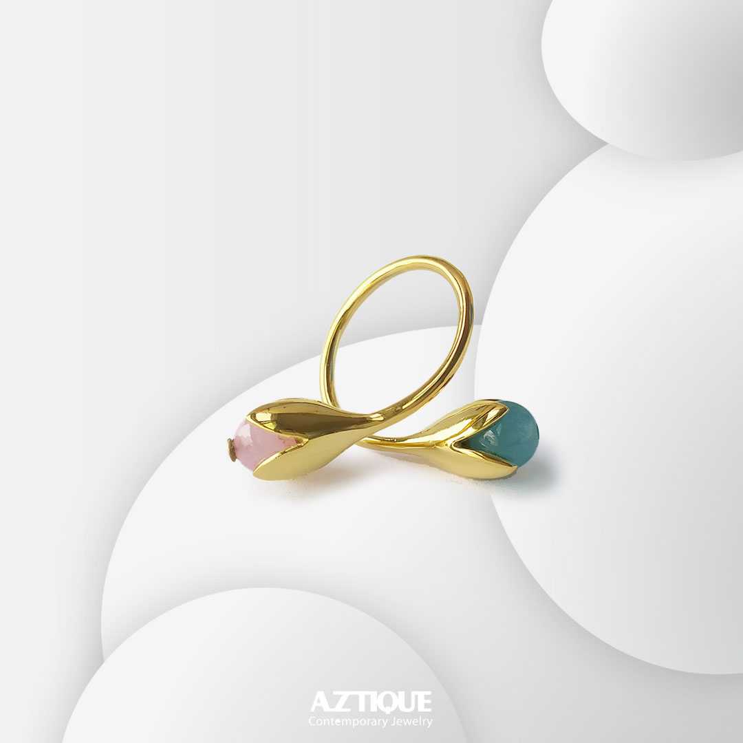 แหวนเงินแท้, หินมงคล ,โรสควอตซ์ & อความารีน ,หินนำโชค, แหวนปรับไซท์, Ring Adjustable