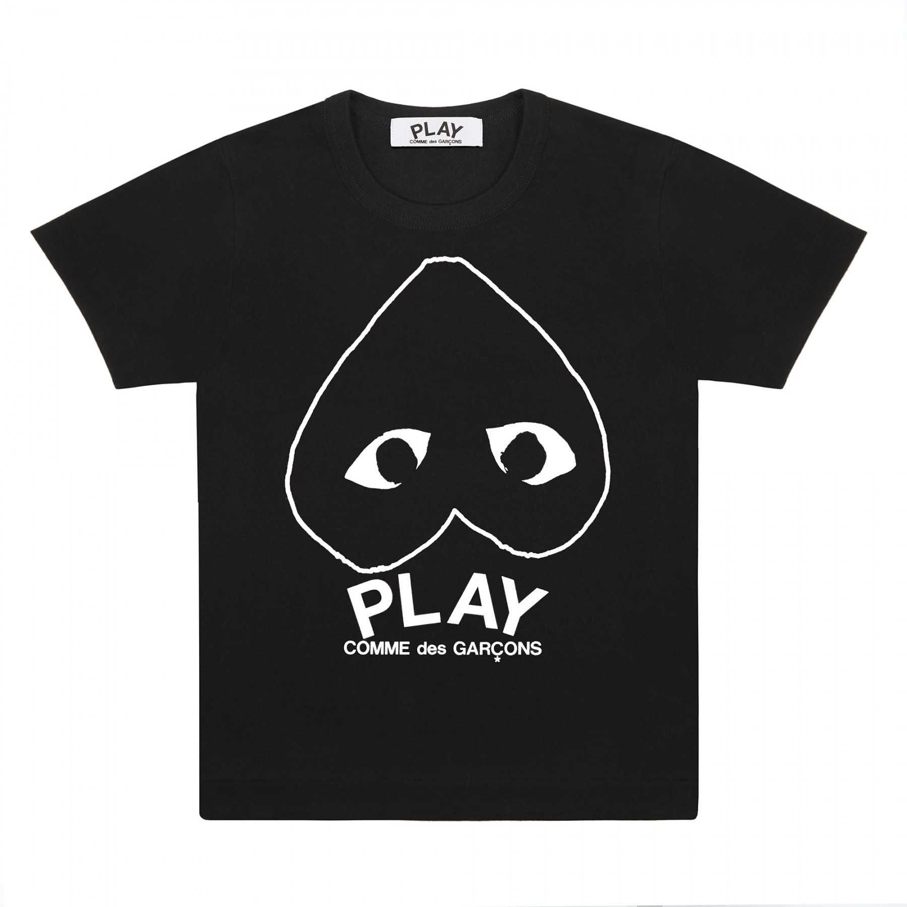 PLAY COMME des GARÇONS : เสื้อยืด Play Comme พื้นดำหัวใจเส้นกลับ (ของแท้จากญี่ปุ่น 100%)