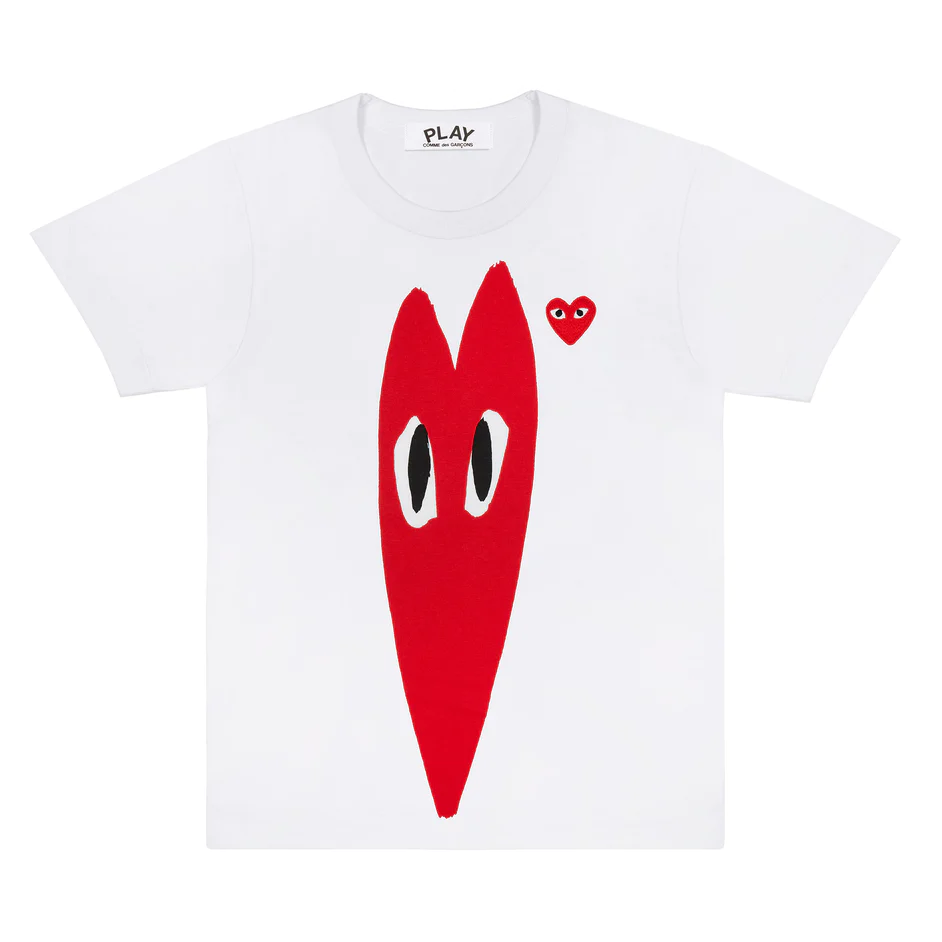 PLAY COMME des GARÇONS : เสื้อยืด Play Comme พื้นขาวหัวใจแดงยาว (ของแท้จากญี่ปุ่น 100%)