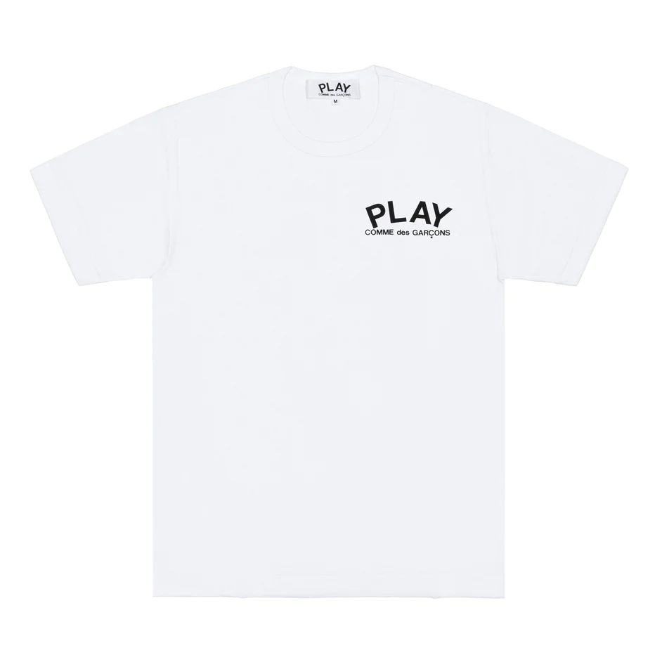 PLAY COMME des GARÇONS : เสื้อยืด Play Comme พื้นขาวอักษร Play เล็ก (ของแท้จากญี่ปุ่น 100%)