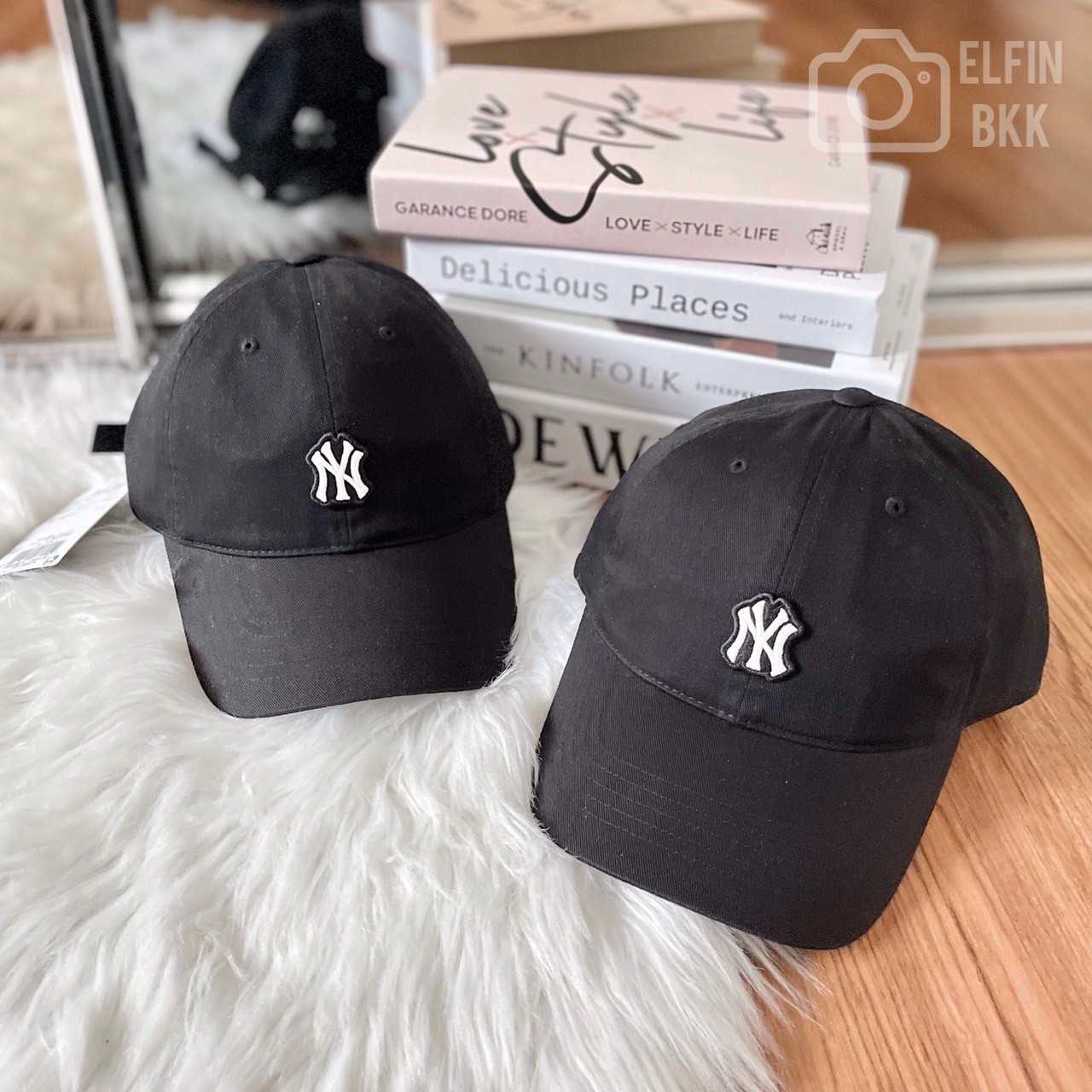 ขายดี⭐ MLB Basic Wappen Ball Cap NY  หมวกแก๊ป โลโก้ NY สีเบจ สีดำ สีเหลือง