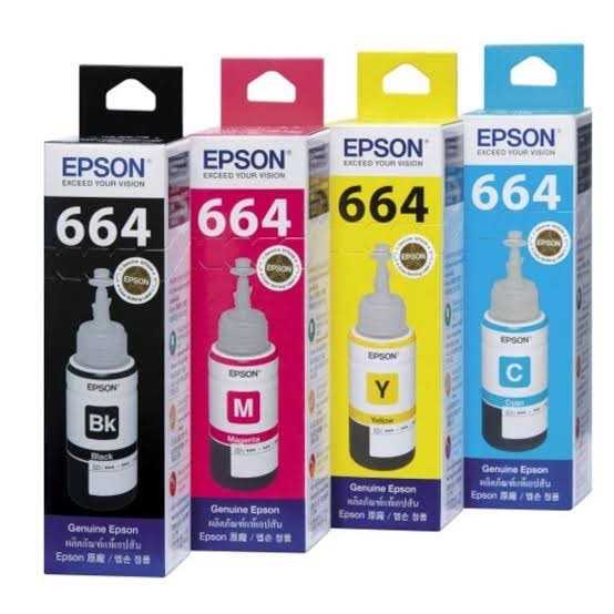 หมึก EPSON T664100 (BK/C/M/Y)  70 ml. ใช้กับเครื่อง รุ่น L100/ 110/ 120/ 200/ 210 และอื่นๆ