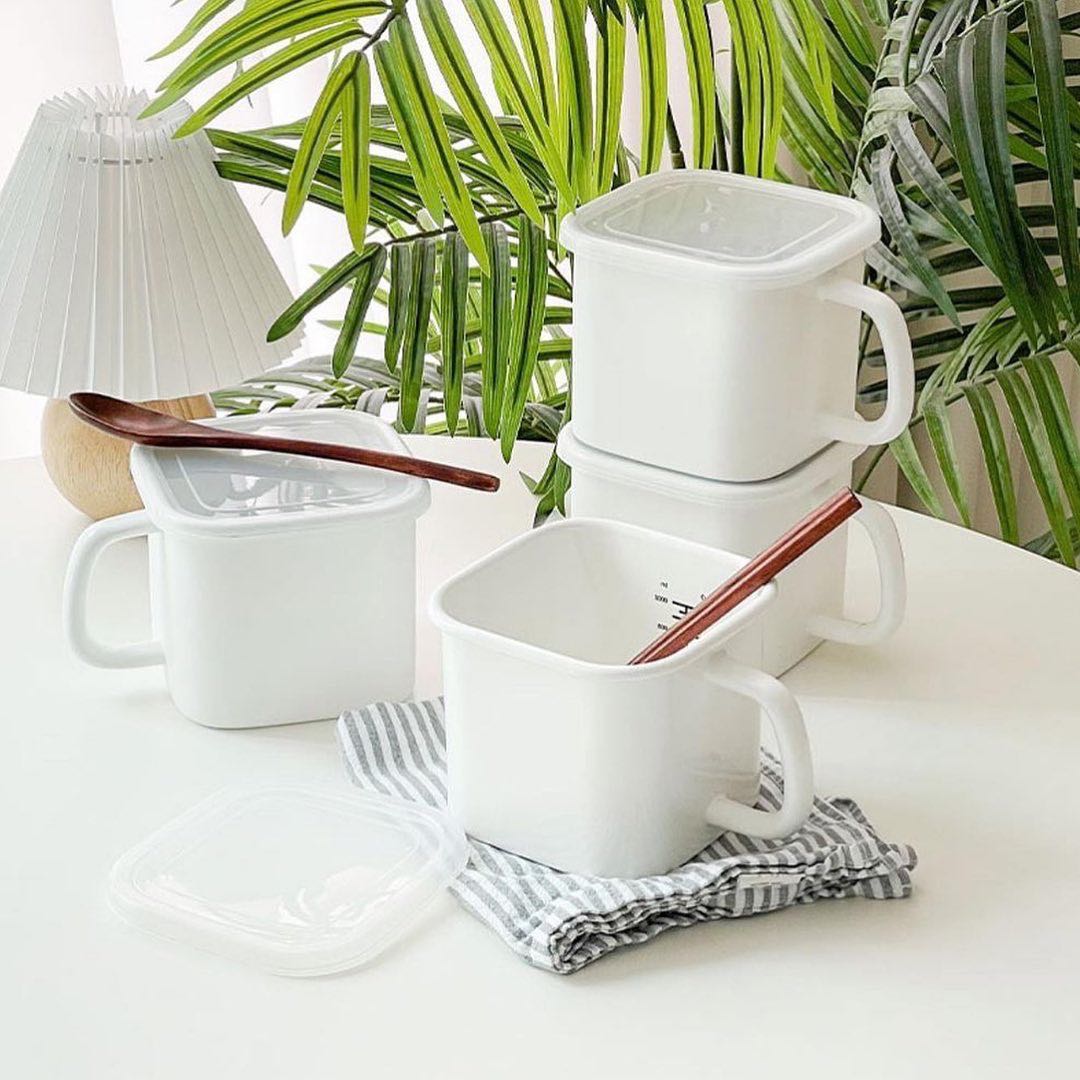 White Enamel Pot/ Container