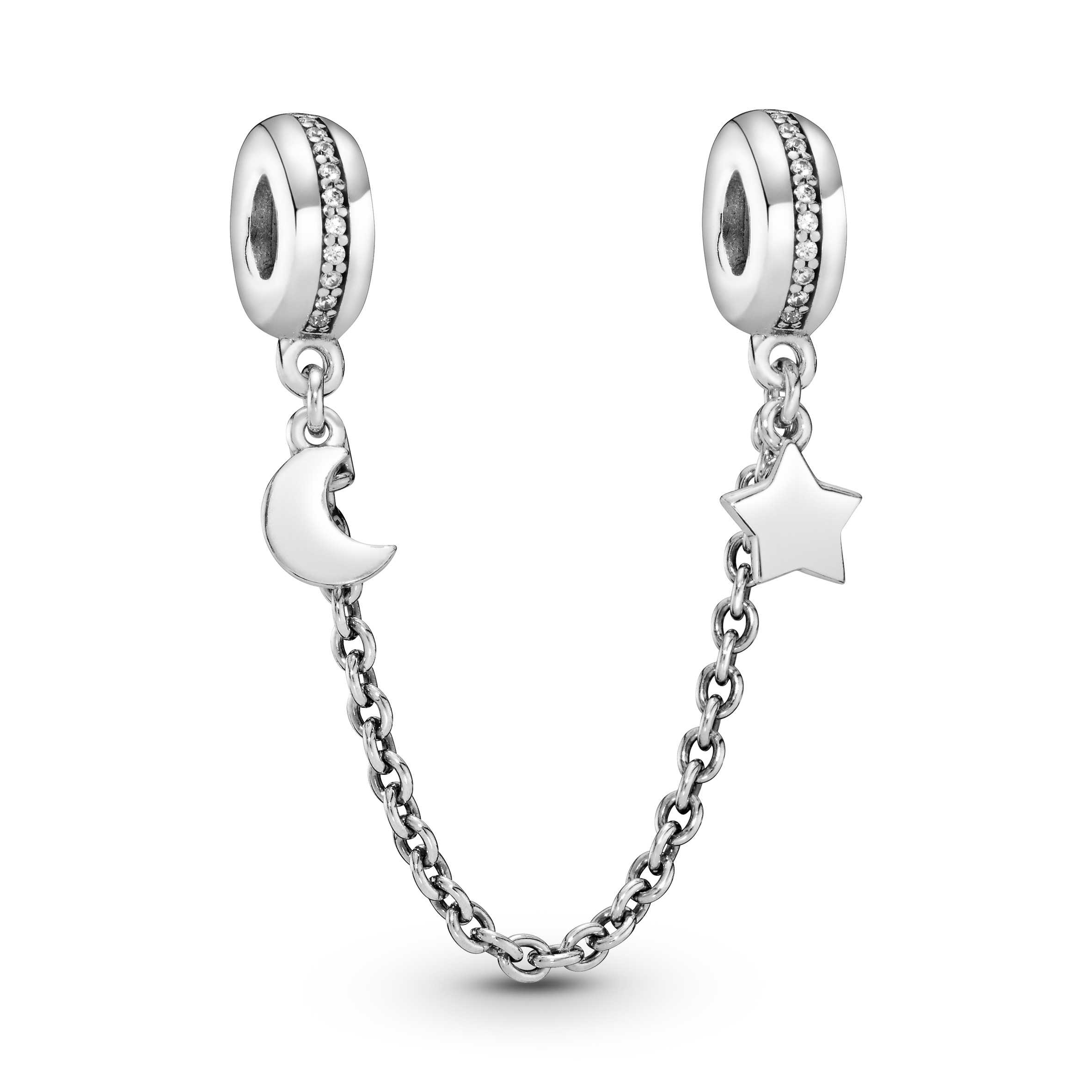 Moon and star silver Safety chain