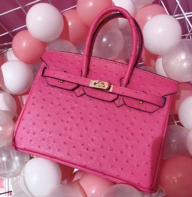 (Pre-order)หนังแท้100% 👜กระเป๋าถือทรง BK25-BK30 สี Fuschia