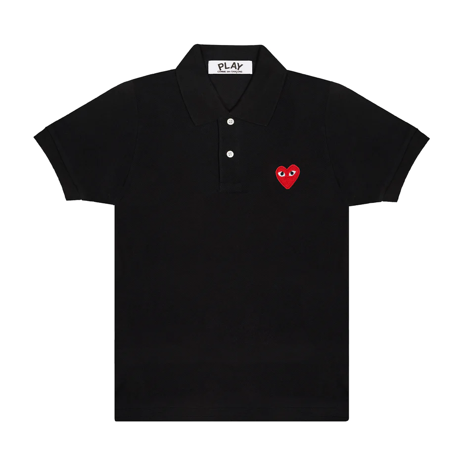 PLAY COMME des GARÇONS : เสื้อโปโล Play Comme ดำหัวใจแดง  (ของแท้จากญี่ปุ่น 100%)