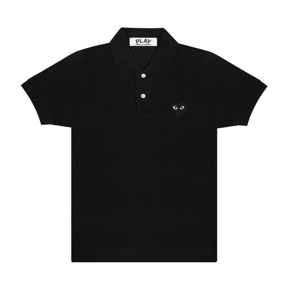 PLAY COMME des GARÇONS : เสื้อโปโล Play Comme ดำหัวใจดำ  (ของแท้จากญี่ปุ่น 100%)