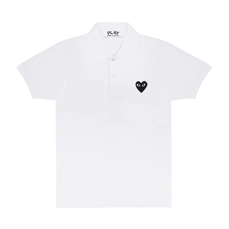 PLAY COMME des GARÇONS : เสื้อโปโล Play Comme ขาวหัวใจดำ  (ของแท้จากญี่ปุ่น 100%)