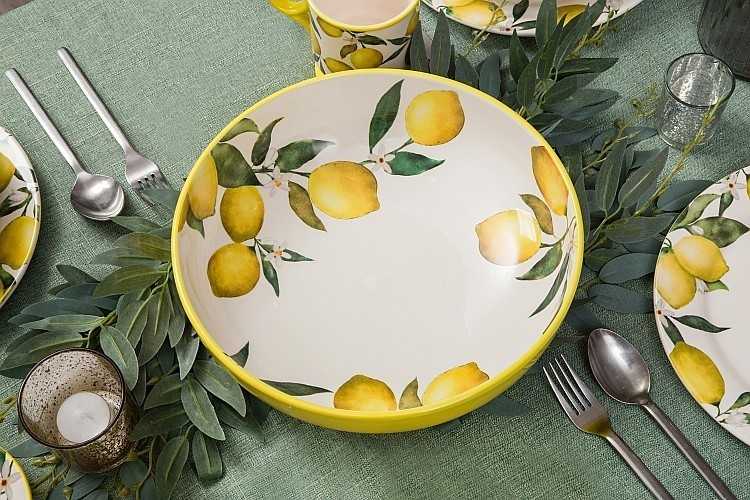 (Pre Order) LEMON 12 INCH ROUND BOWL V.2 // ชามใหญ่ลายมะนาว