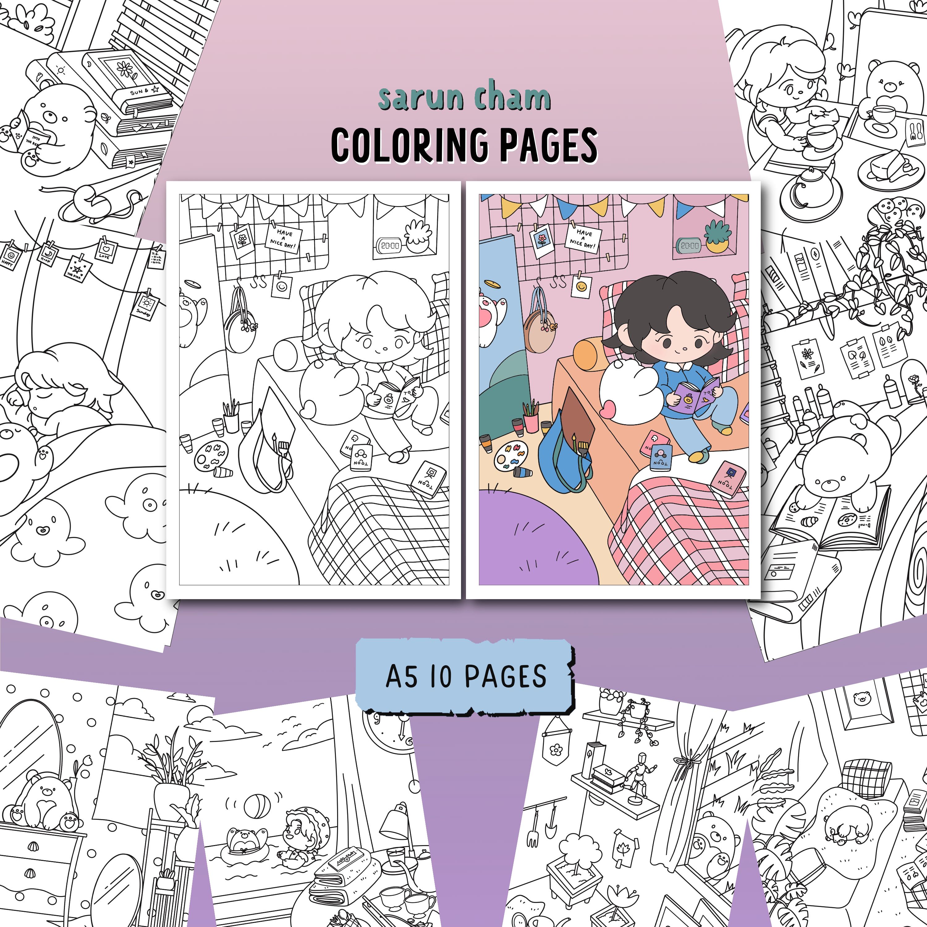 ชุดกระดาษระบายสี ลายห้องของฟีฟี้และฮาร์ตี้