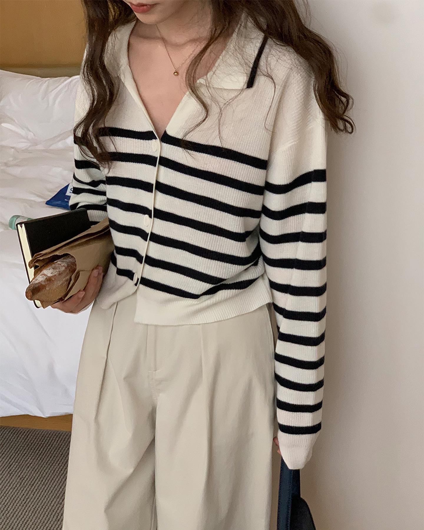 Hato strip cardigan [pre order]
