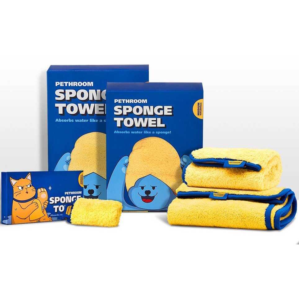 Pethroom Sponge Towel & Pethroom Magic Glove ผ้าขนหนูและถุงมือผ้าสำหรับสัตว์เลี้ยงนำเข้าจากเกาหลี