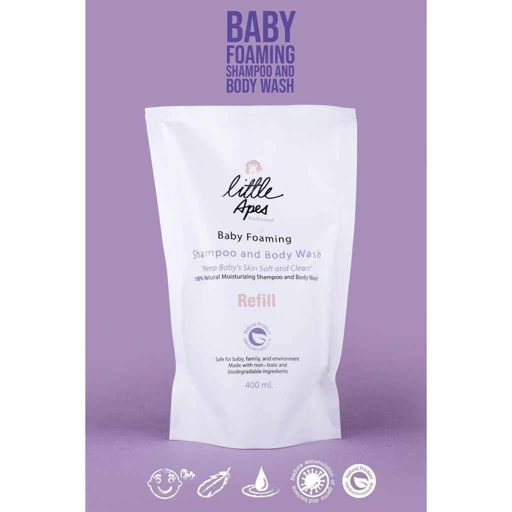 Little Apes Baby Foaming Shampoo and Body Wash Refill  400 ml. #SALE