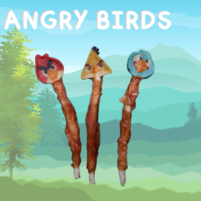 แองกี้เบิร์ดพันครั้นชี่ (Angry birds fish cake with crunchy and chicken)