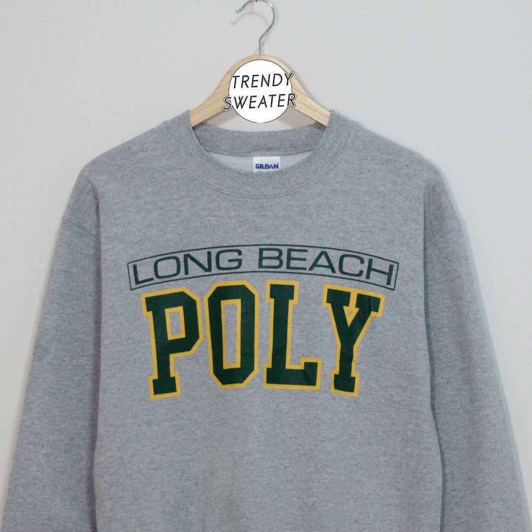 สเวตเตอร์ คอกลม มือ 2 ป้าย Gildan ลายพิมพ์ LONG BEACH POLY | Size S