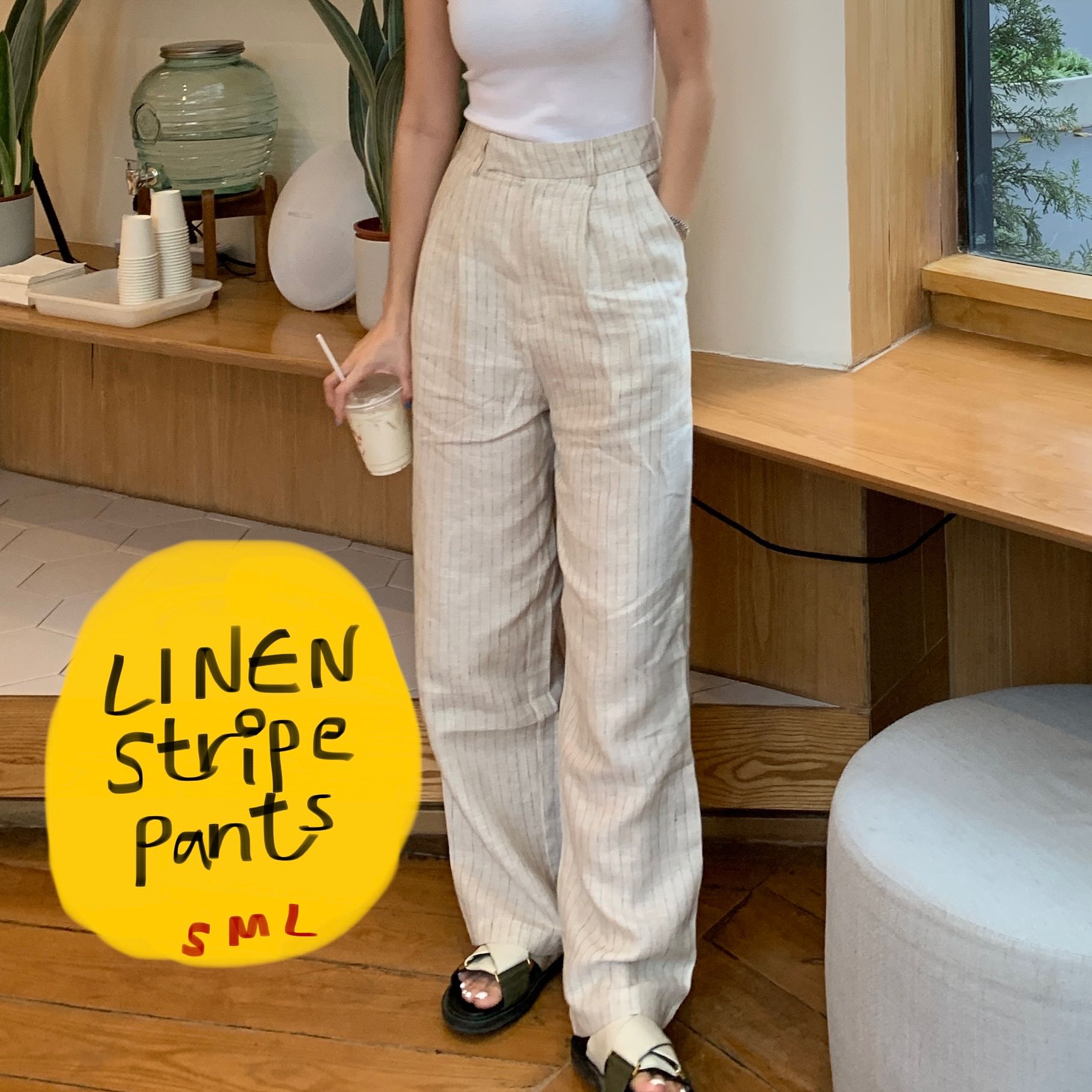 (PRE ORDER) LINEN STRIPE PANTS