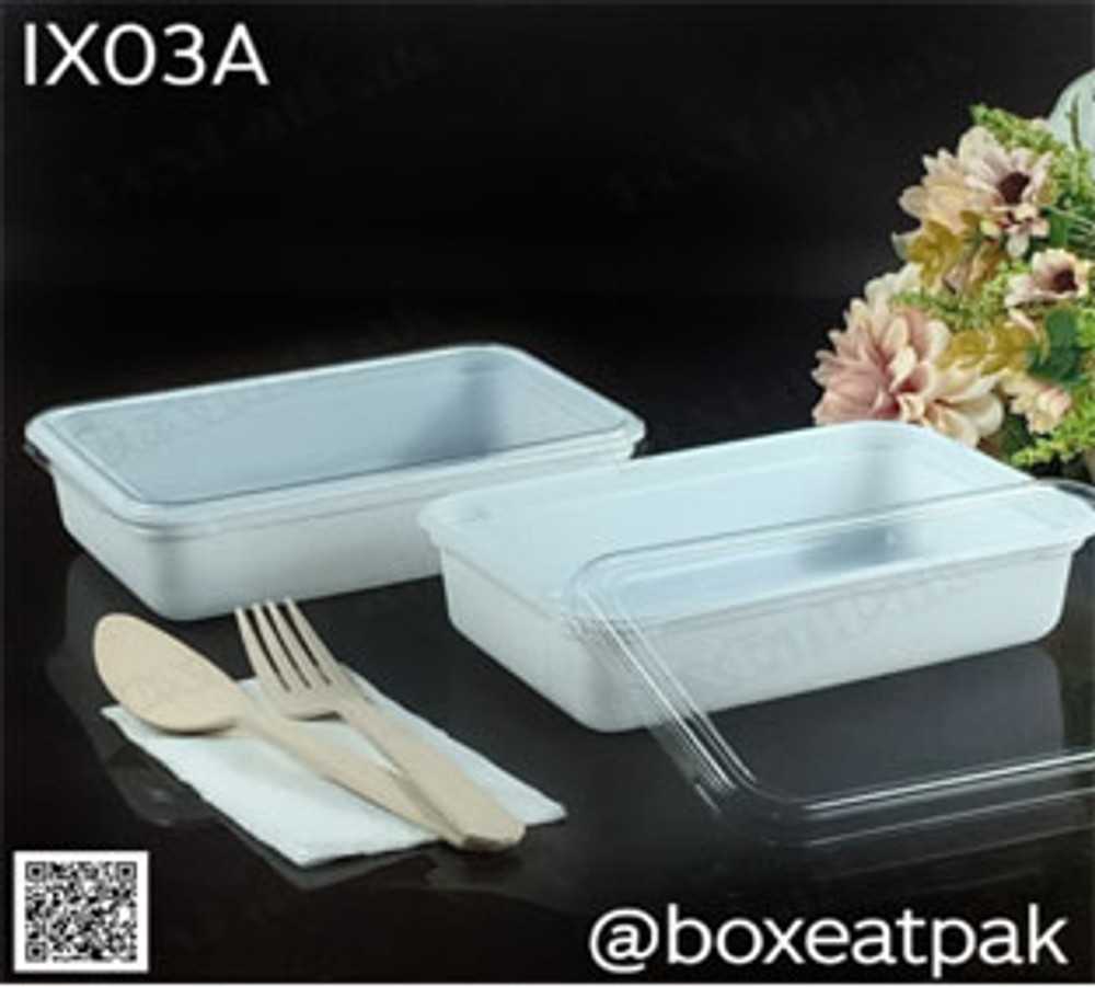ขายปลีกลด P111IX03A กล่องข้าว 250g ฐานขาวเนื้อพลาสติกสีขาว แข็งแรง เข้าเวฟไม่ได้ (ห่อ25ชุด)