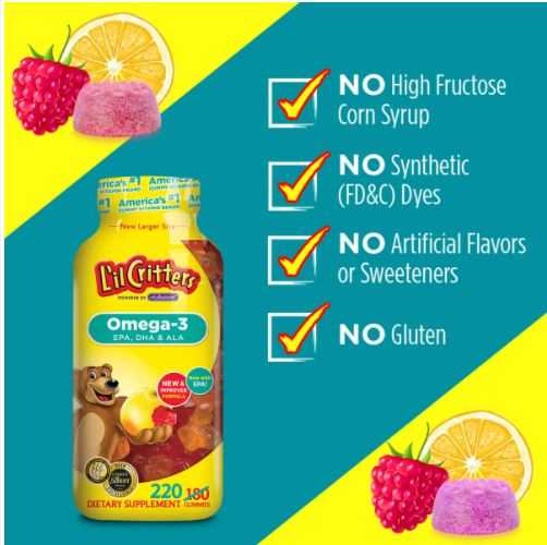 กัมมี่บำรุงสมอง L'il Critters Omega-3 ,นำเข้าอเมริกา