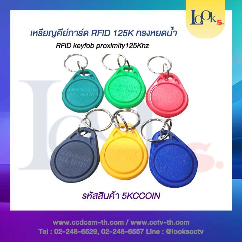 กุญแจRFID เหรียญคีย์การ์ด 125K ทรงหยดน้ำ จำนวน 100 อัน/กล่อง #keycard