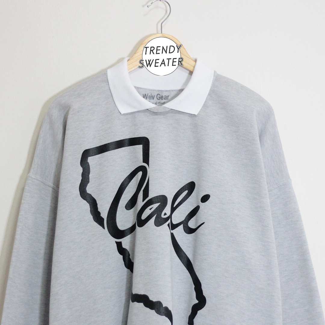 สเวตเตอร์ คอปก มือ 2 ลายพิมพ์ Cali หน้า-หลัง Size XL