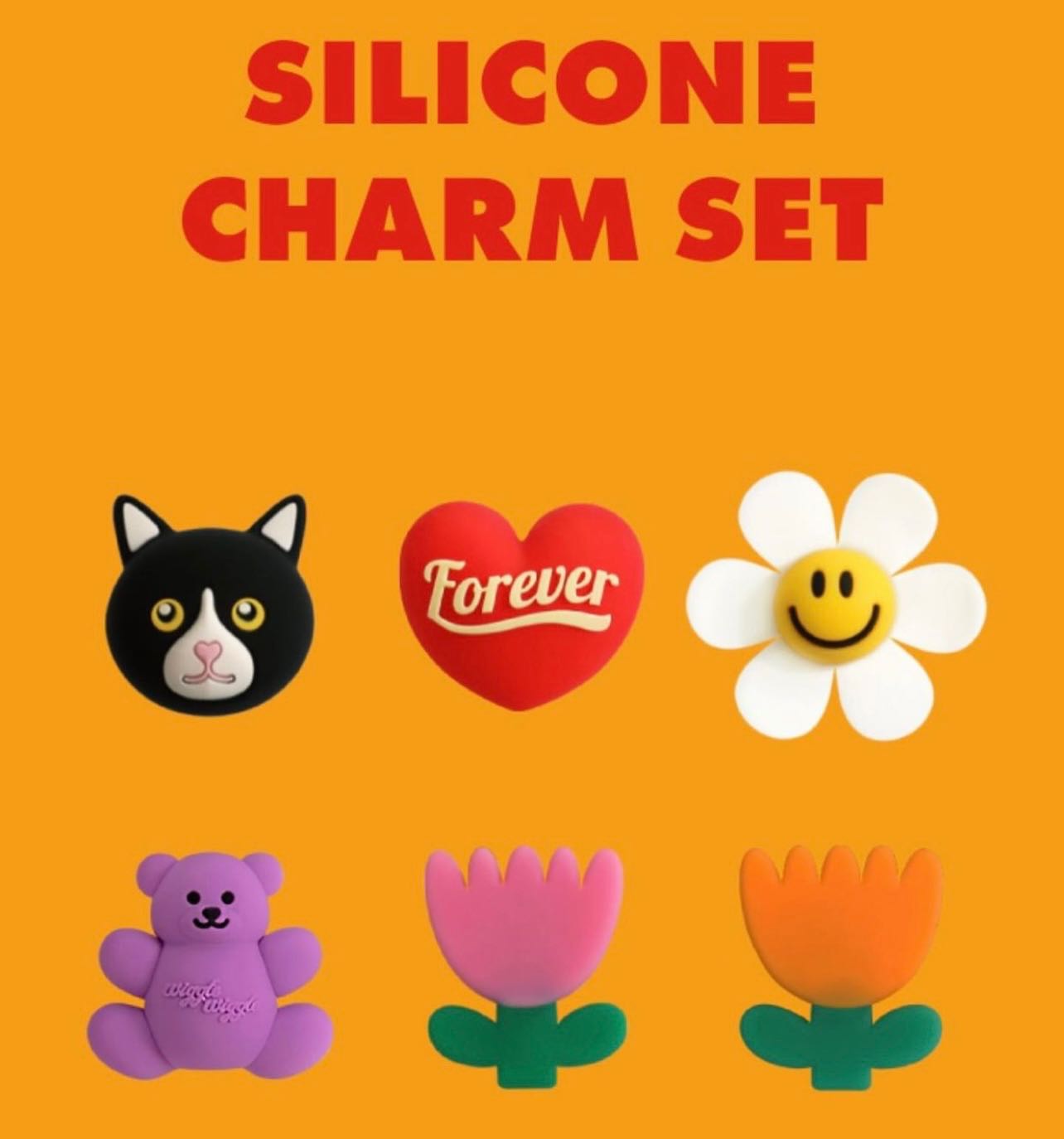 (พร้อมส่ง)Wiggle Silicone Charm set  เซ็ท 6 ชิ้น