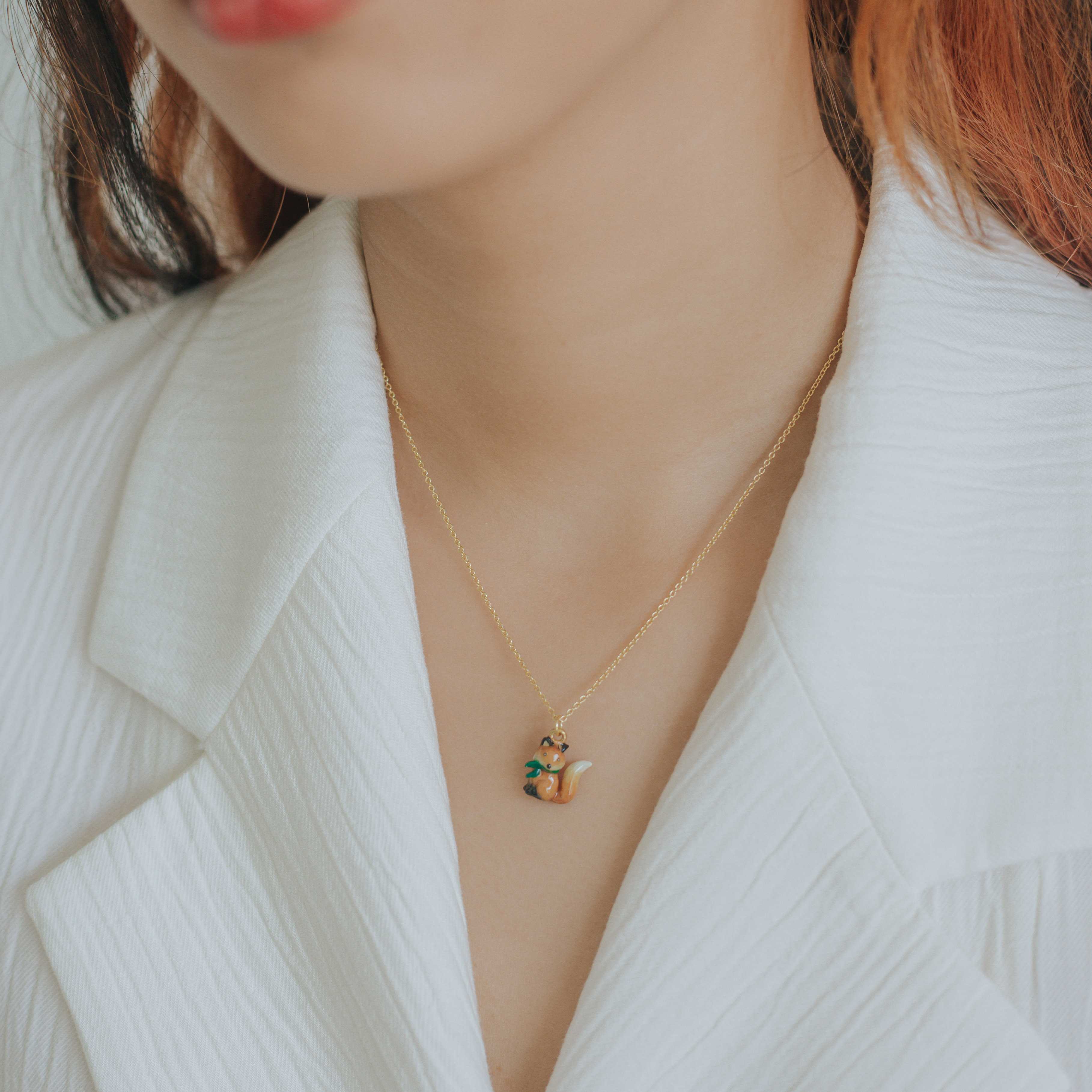 Tales of the tiny world Necklace/สร้อยคอจี้รูปจิ้งจอกจิ๋ว