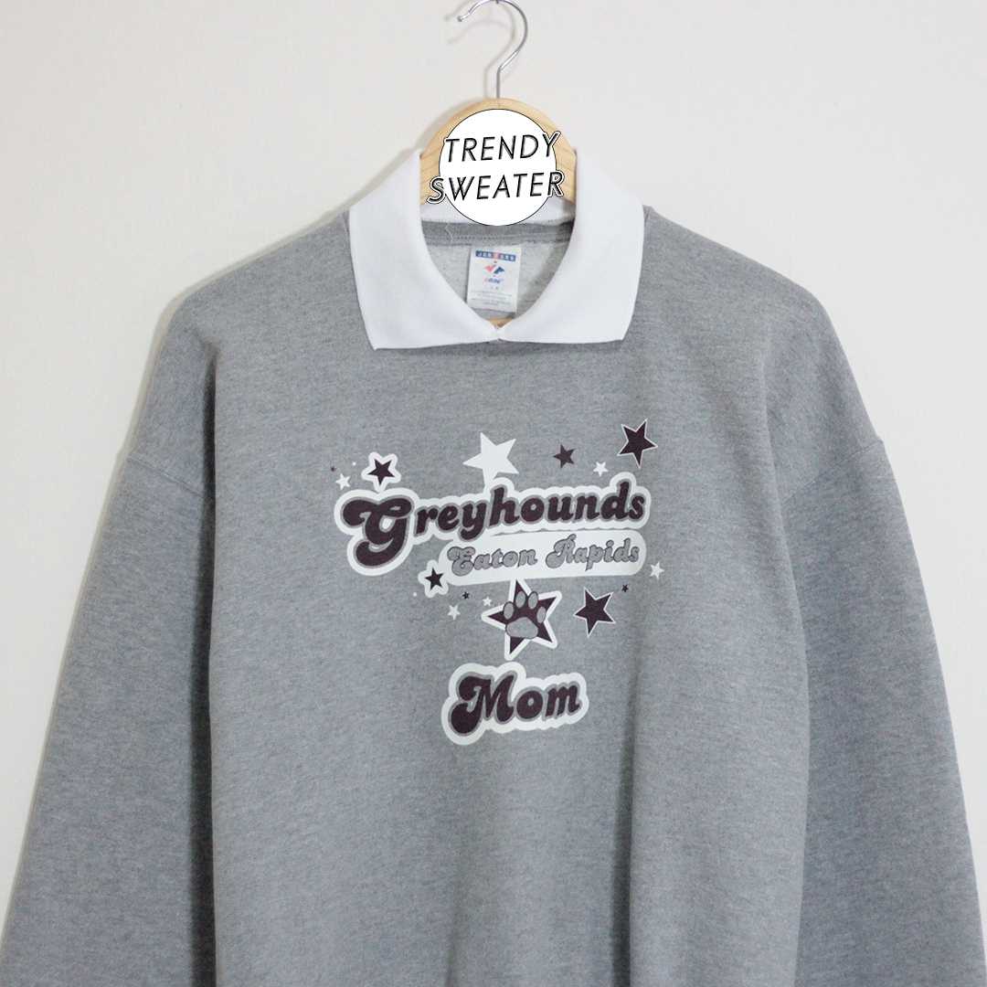 สเวตเตอร์ คอปก มือ 2 ป้าย JERZEES ลายพิมพ์ เนื้อผ้าสีเทา Size L