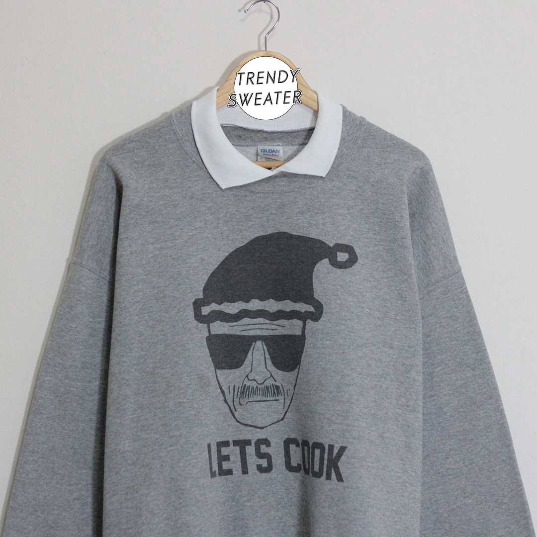 สเวตเตอร์ คอปก มือ 2 ป้าย Gildan ลายพิมพ์ เนื้อผ้านุ่ม สีเทา Size XL