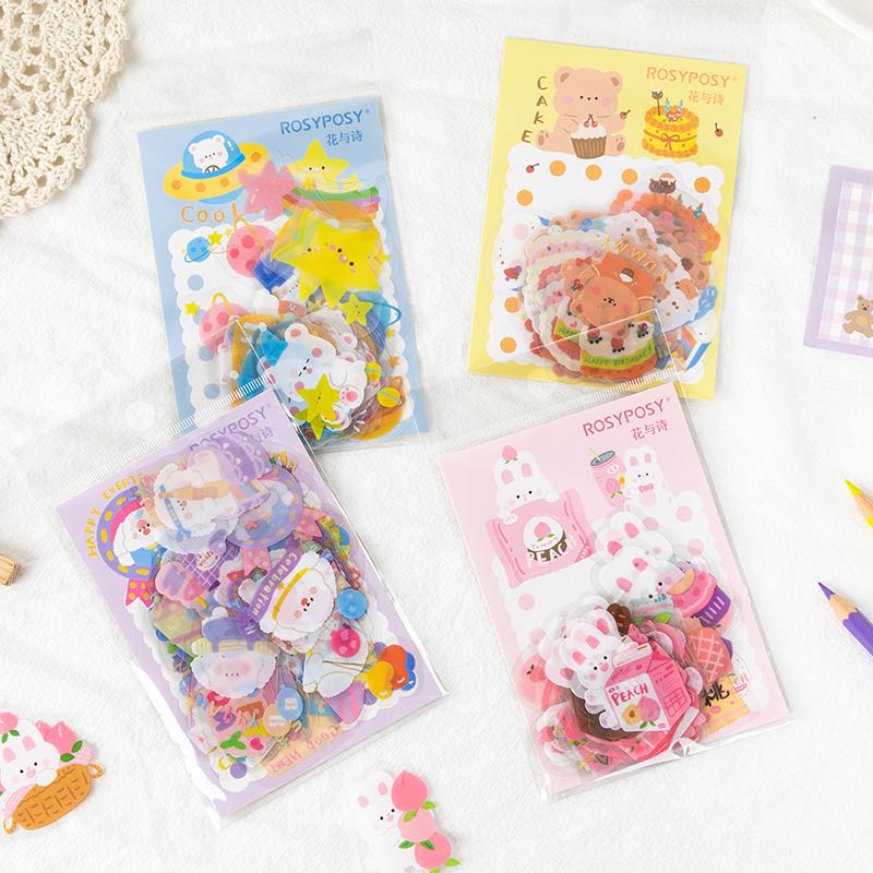 ￼พร้อมส่ง 🧸 สติ๊กเกอร์ น่ารัก น้องหมี แบบไดคัท สไตล์เกาหลี สติ๊กเกอร์ PVC สำหรับงาน DIY ตกแต่ง เคส
