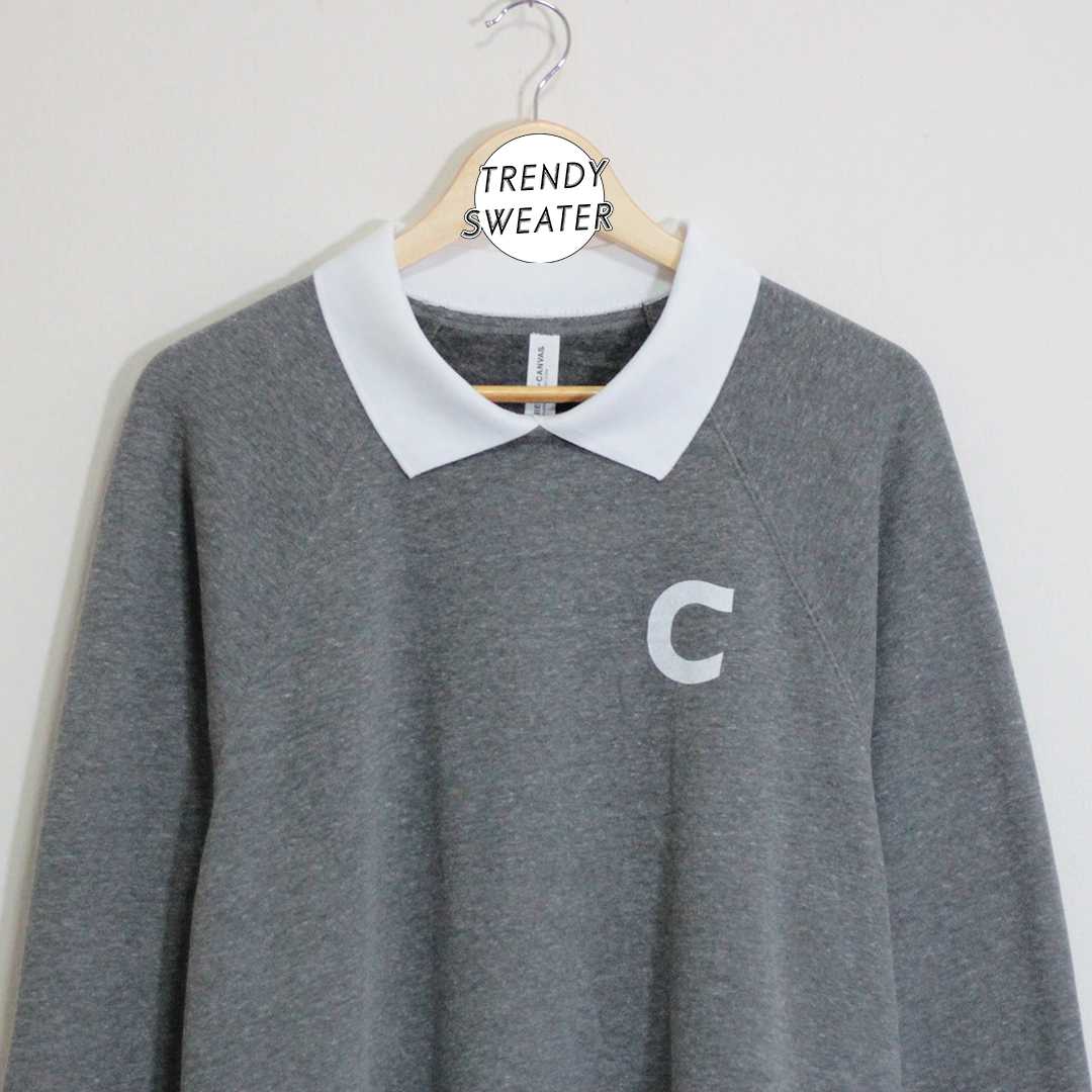 สเวตเตอร์ คอปก มือ 2 มีลายพิมพ์ด้านหน้า-หลัง Size L