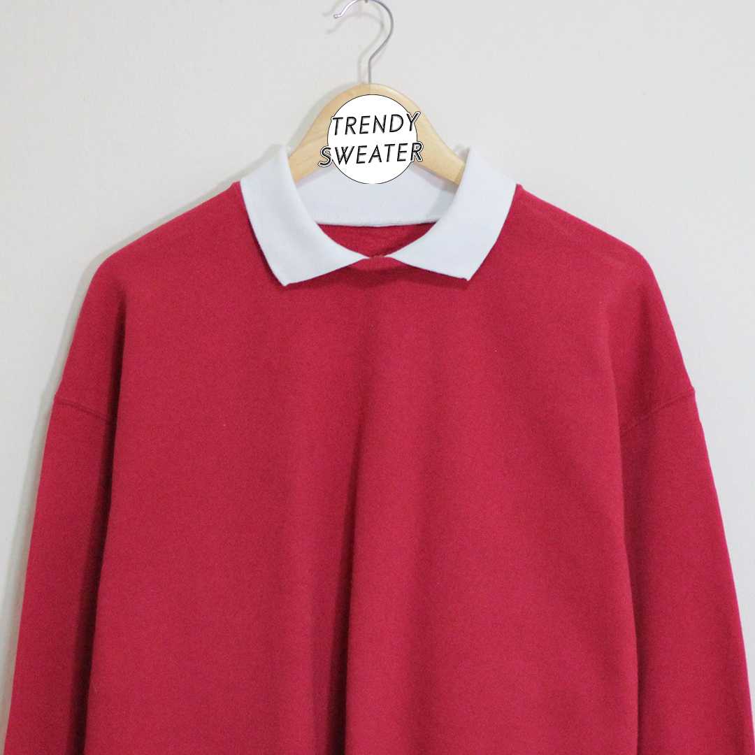 สเวตเตอร์ คอปก มือ 2 ป้าย Fruit Of The Loom ไม่มีลวดลาย Size XL