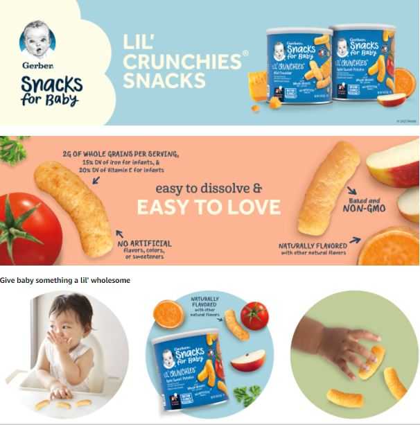 ขนมสำหรับเด็กเล็ก Gerber Lil' Crunchies สำหรับ 8m+ , นำเข้าอเมริกา