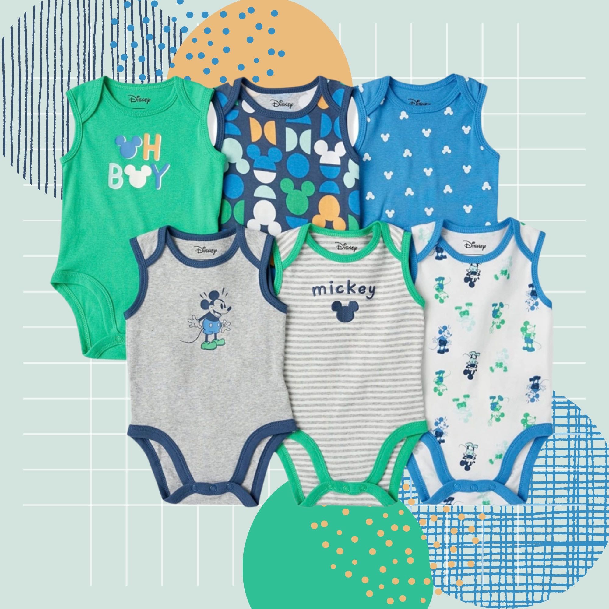 บอดี้สูทแขนกุด Mickey Mouse[6pcs] , Amazon Essential